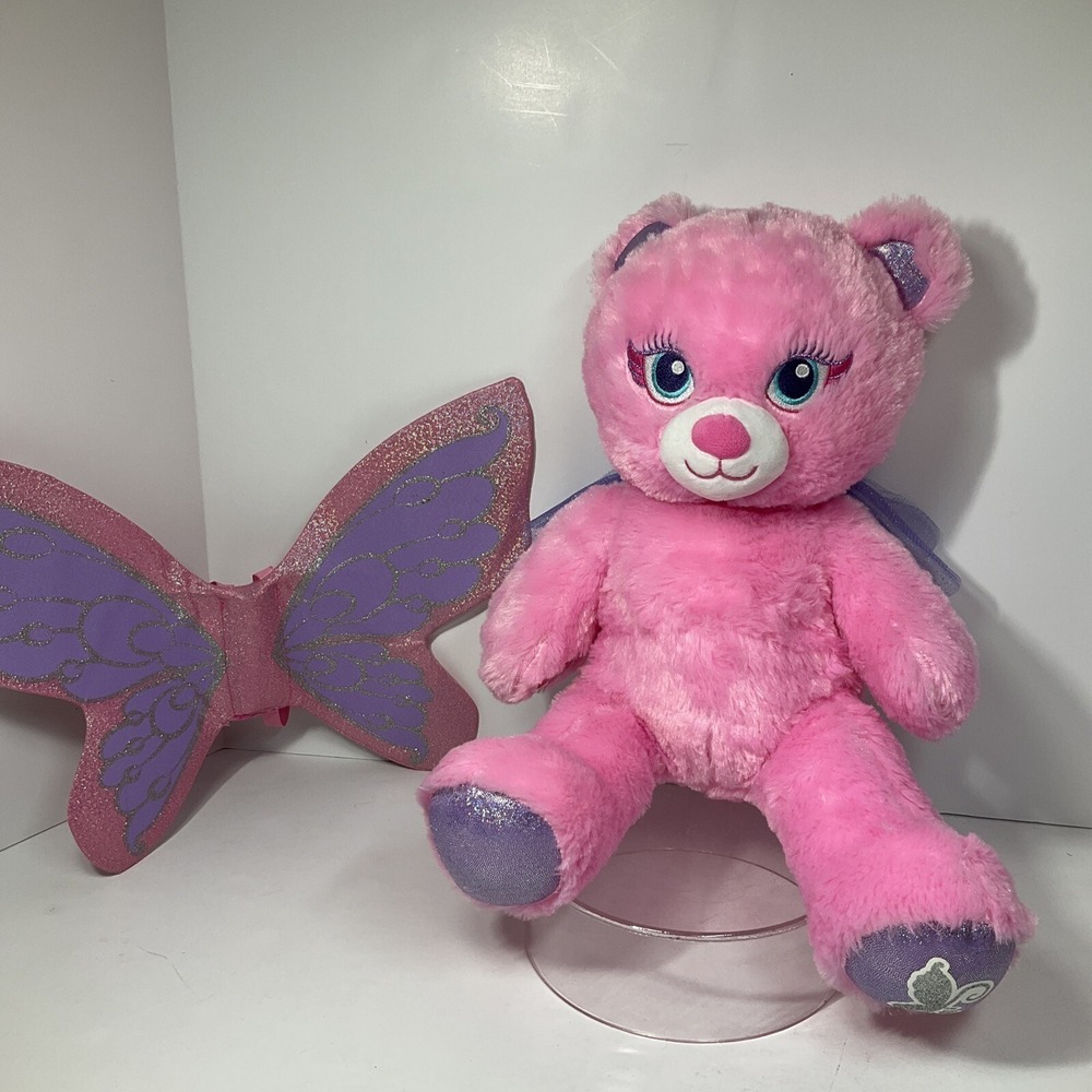 Build a Bear Pink Fairy Butterfly‎ Bear With Wings 15" Soft Stuffed Plush BAB